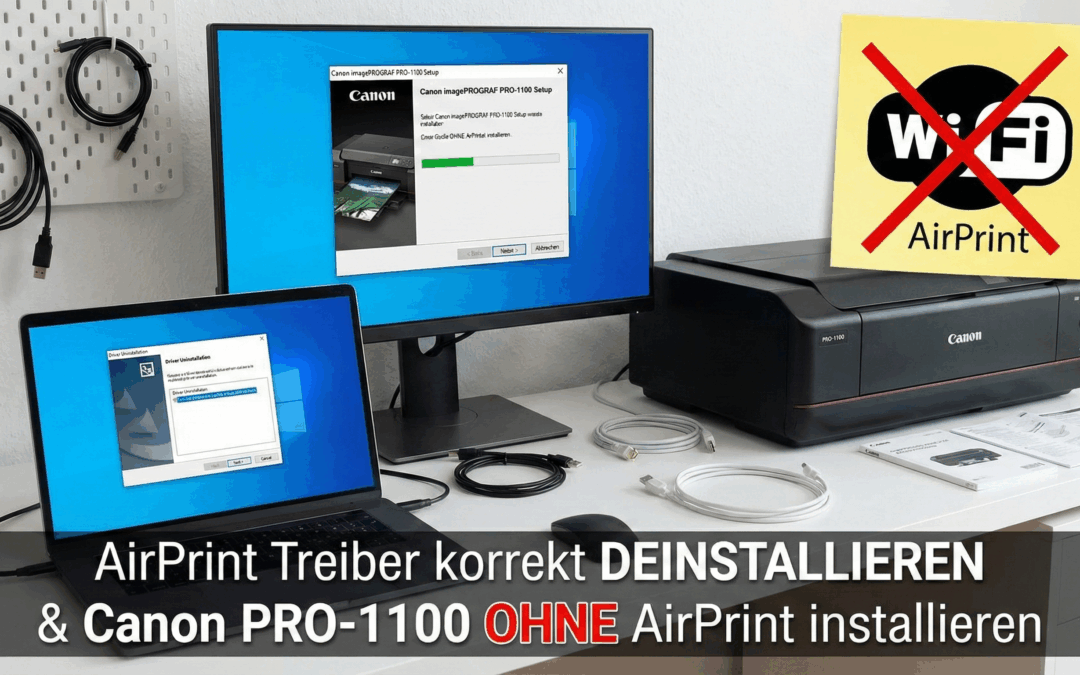 Canon imagePROGRAF PRO-1100 ohne AirPrint installieren.